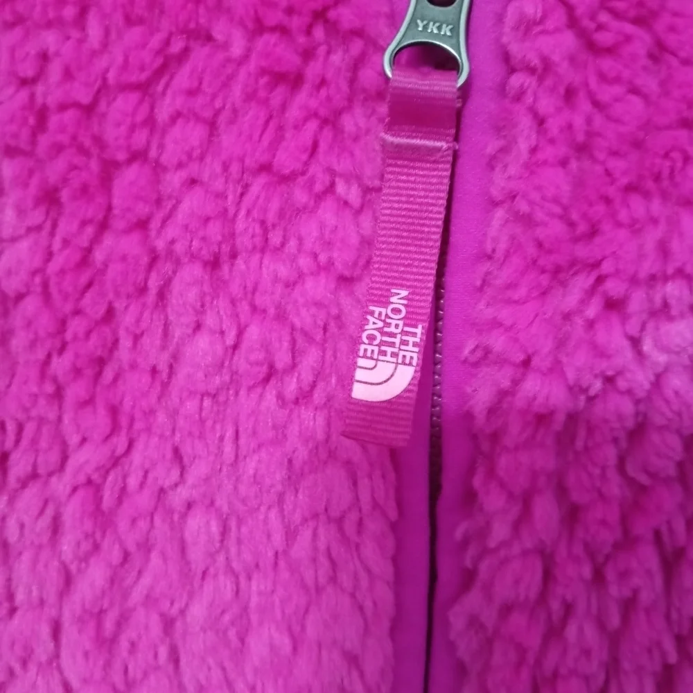 The North Face Girl's Barbie Pink Full Zip Teddy Bear Jacket w pockets 10/12